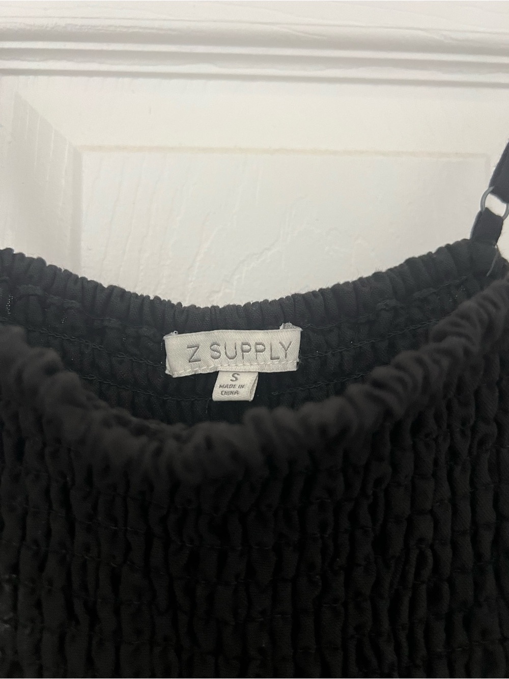 Z Supply Black Smocked Camisole with Adjustable Straps